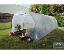 Serre tunnel pieds droits, 2 portes zippées, SERRES RICHEL - 18m²