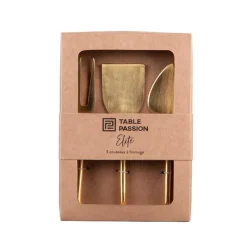 Service de 3 couverts à fromage en métal finition dorée Elite -17,5 cm