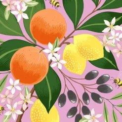 Serviettes en papier 3 plis motif multicolore Exotic fruits x 20 - 33 x 33 cm