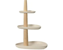 Serviteur 3 plateaux coloris marron en fibre de bambou - 45 x 35 x 30 cm