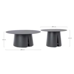 Set de 2 tables basses en aluminium anthracide Bizzotto Bryan