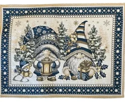 Set de table blanc et bleu en PE/coton à motif Lutins - 35 x 50 cm