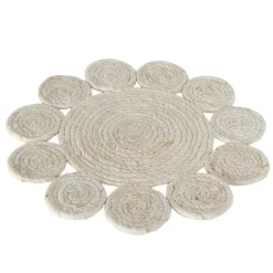 Set de table rond coloris beige en fibre naturelle - Ø 37 cm