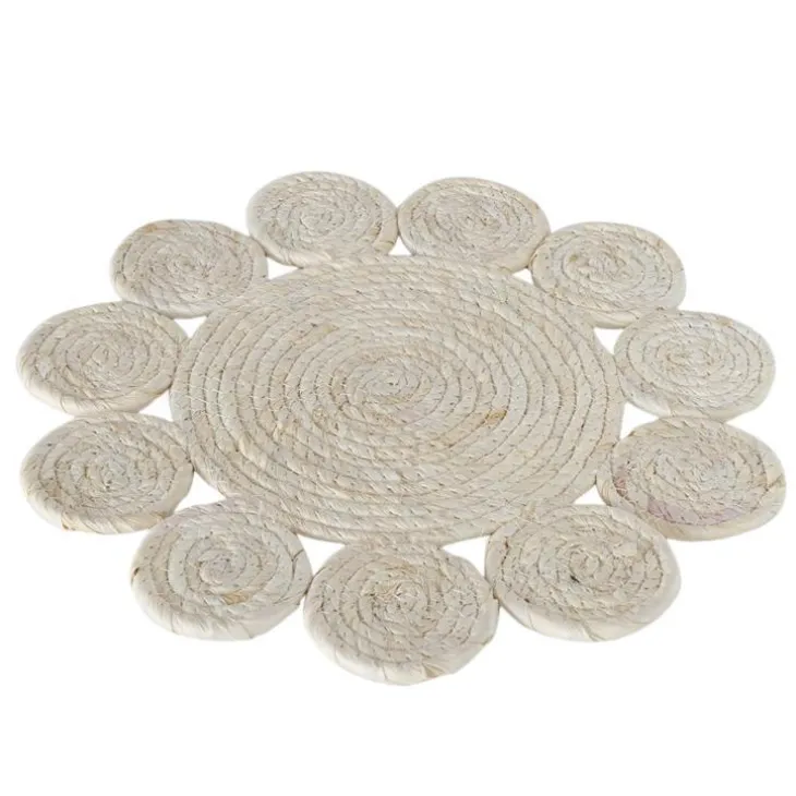 Set de table rond coloris beige en fibre naturelle - Ø 37 cm