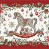 Set de table rouge et blanc en PE/coton à motif cheval à bascule Séraphin - 35 x 50 cm