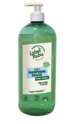 Shampooing douche 2 en 1 bio pour peaux sensibles Label Tribu - 1 L