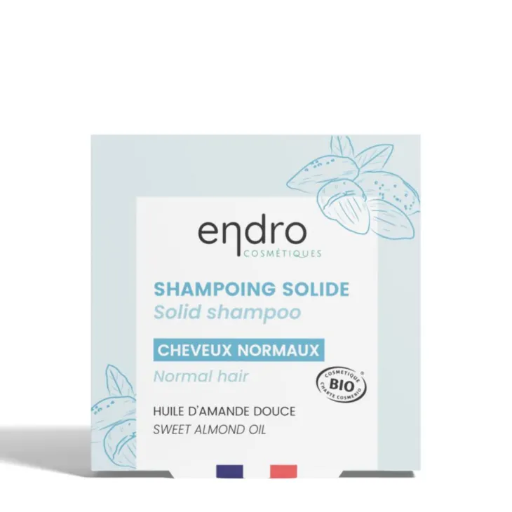 Shampooing solide bio pour cheveux normaux Endro à l’huile d’amande douce - 85 ml
