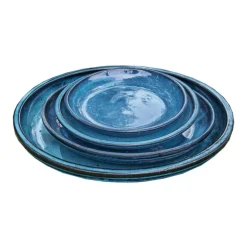 Soucoupe en grès émaillé bleu océan Decolines Littoral - Ø 22 cm