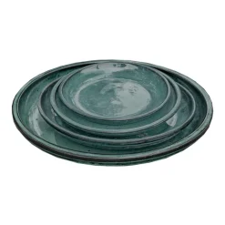 Soucoupe en grès émaillé vert Amande Decolines Littoral - Ø 22 cm