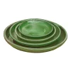 Soucoupe en terre cuite émaillée verte Poterie du Bousquet Costa - Ø 32 x H 3,5 cm