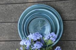 Soucoupe en terre cuite émaillée coloris bleu Les Poteries d'Albi - Ø 14 x H 2 cm