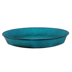 Soucoupe pot Reb en acier bleu mat Ø 29 x H 4 cm