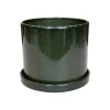 Soucoupe pour pot cylindrique coloris vert en métal recyclé - 23 x 23 x 3 cm