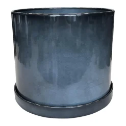 Soucoupe pour pot cylindrique  coloris gris en métal recyclé - 33 x 33 x 4 cm