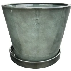 Soucoupe pour pot évasé coloris gris en métal recyclé - 28 x 28 X 3,25 cm