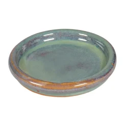 Soucoupe ronde en grès émaillé coloris jadevert Ø 31 x 4,2 cm