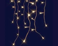 Stalactite lumineuse connectable x3 à 160 LED flash blanc chaud sur câble blanc - 8 m x 0,54 m