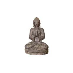 Statue de Bouddha assis salutation coloris noir 45 cm