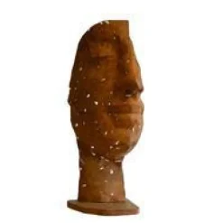 Statue demi-visage mosaïque en métal effet argile - 38 x 38 x 101 cm