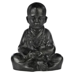 Statue en béton ciré anthracite Hairie Grandon moine assis petit modèle - 23 cm