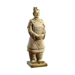 Statue en pierre reconstituée patinée beige Hairie Grandon guerrier chinois Xian - 102 cm