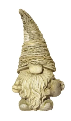 Statue Nain des bois en pierre reconstituée ton vieilli Haire Grandon - 17 x 13 x 31 cm