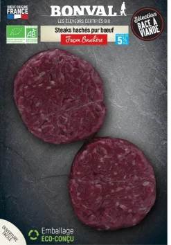 Steack haché pur bœuf 5% MG façon bouchère x 2 Bonval - 250 g
