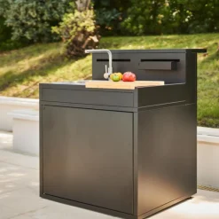 Support évier fermé en acier noir forme comptoir de bar Forge Adour - 90 x 97,2 x 112,5 cm