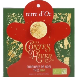 Surprises de Noël thés bio les contes d'hiver Terre d'Oc - x 6 sachets coffret format bonhomme de pain d'épices