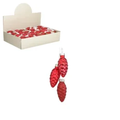 Suspension décorative pomme de pin coloris rouge - 6 cm