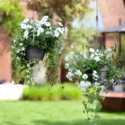 Suspension en plastique gris anthracite Elho Vibia Campana - ø 26 cm