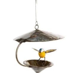 Suspension mangeoire métal forme cône avec mésange