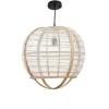 Suspension ronde en bois et lin Pella - Ø 45 x H 43,5 cm