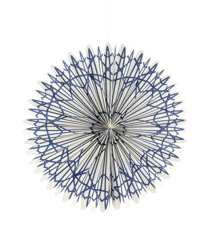 Suspension rosette coloris bleu en papier - Ø 30 cm