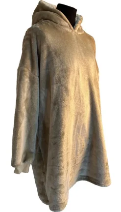 Sweatplaid grège en polyester avec poche Tender - 76 x 89 cm