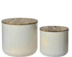 Table appoint en fer beige crème T2 - Ø 36 x H 32 cm