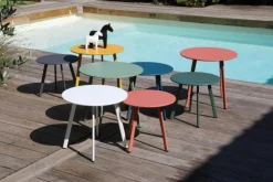 Table basse d'appoint, acier époxy miel, PROLOISIRS Massaï - Ø 40 cm