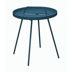 Table basse de jardin coloris bleu en acier Flower - 51 cm