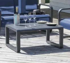 Table basse de jardin en aluminium - Graphite, PROLOISIRS Quenza II - Plateau à lattes