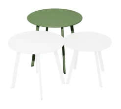 Table basse en acier vert amande Massaï - Ø 50 x H 43 cm
