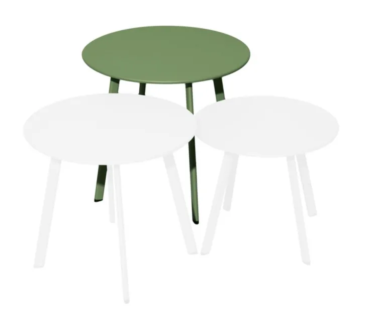 Table basse en acier vert amande Massaï - Ø 50 x H 43 cm