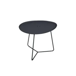 Table basse ovale en aluminium avec plateau amovible coloris carbone Cocotte Fermob - 55 x 44,5 cm