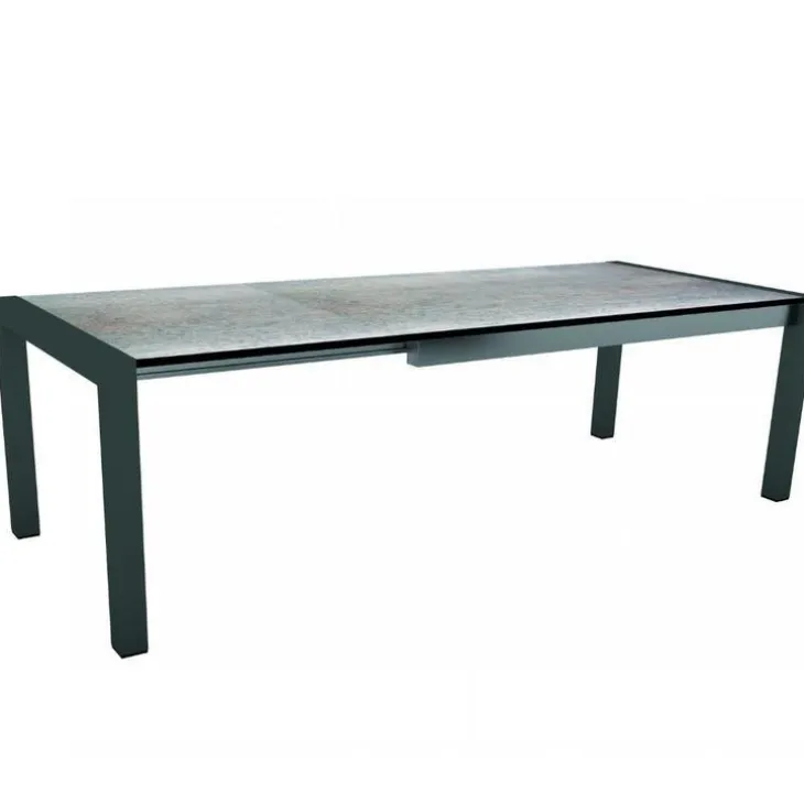 Table coloris anthracite/gris métal en aluminium Stern - 214/254/294 x 100 x 75 cm