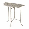 Table d'appoint demi-lune en fer et pierre grise Flux - 35 x 70 x 75 cm
