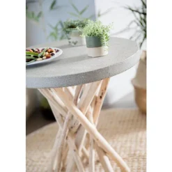 Table d’appoint en teck naturel gris Ø 50 x H 55 cm