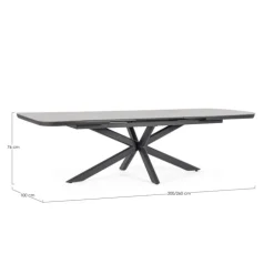 Table extensible en aluminium anthracide et pierre sintérisée Bizzotto Pascal Anthracite