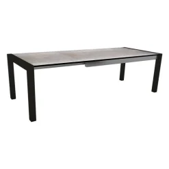 Table extérieure coloris noir mat/Smoky en aluminium Stern - 174/214/254 x 90 x 75 cm