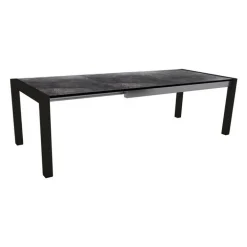 Table extérieure coloris noir mat/marbre foncé en aluminium Stern - 214/254/294 x 100 x 75 cm