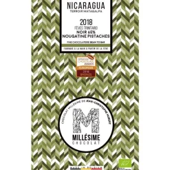 Tablette de chocolat noir (65 %) du Nicaragua à la nougatine et pistache 75 g