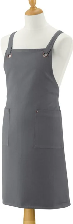 Tablier avec poches en coton recyclé coloris gris ombre Artisan - 72 x 85 cm